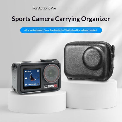 Semi-Open Hard Shell Case for DJI Osmo Action 5 Pro PU Leather Storage Bag Shockproof Portable Carrying Pouch