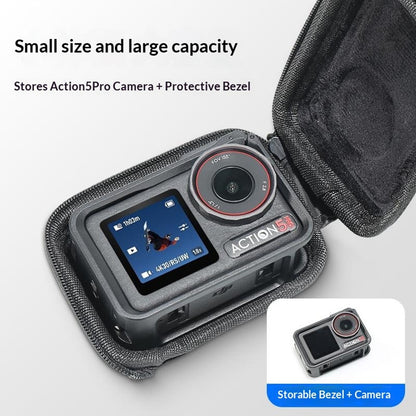 Semi-Open Hard Shell Case for DJI Osmo Action 5 Pro PU Leather Storage Bag Shockproof Portable Carrying Pouch