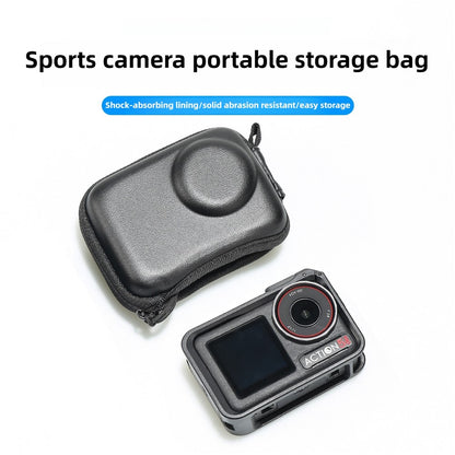 Semi-Open Hard Shell Case for DJI Osmo Action 5 Pro PU Leather Storage Bag Shockproof Portable Carrying Pouch