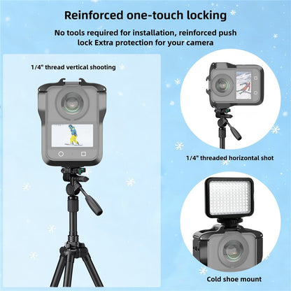 For DJI Osmo 360 Action Camera Aluminum Alloy Cage Magnetic Quick Release Metal Expansion Protective Frame
