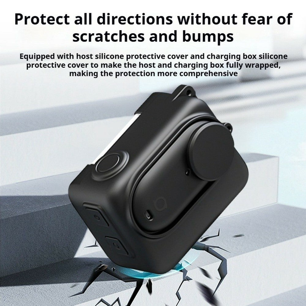 Silicone Case Set for Insta360 GO 3S Action Camera Full Body Lens Cap Full Protection Cover with Charging Case Protector