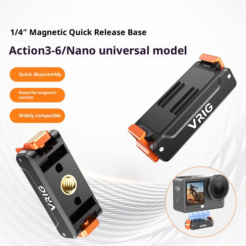 VRIG AC91 Magnetic Quick Release Mount for DJI Osmo Action 6 / 5 Pro / 4 / 3 / Nano / 360 Camera 1 / 4 Screw Base