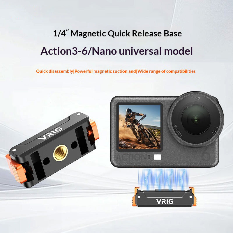 VRIG AC91 Magnetic Quick Release Mount for DJI Osmo Action 6 / 5 Pro / 4 / 3 / Nano / 360 Camera 1 / 4 Screw Base