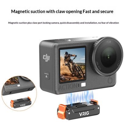 VRIG AC91 Magnetic Quick Release Mount for DJI Osmo Action 6 / 5 Pro / 4 / 3 / Nano / 360 Camera 1 / 4 Screw Base