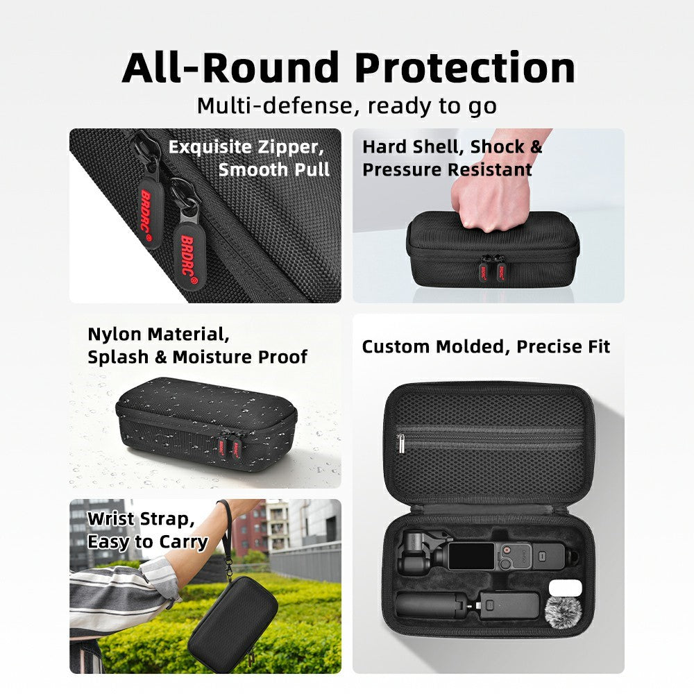 BRDRC Carrying Case for DJI Osmo Pocket 4 Hard Shell Storage Bag Nylon Waterproof Protective Travel Pouch