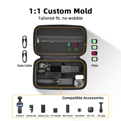 BRDRC Carrying Case for DJI Osmo Pocket 4 Hard Shell Storage Bag Nylon Waterproof Protective Travel Pouch