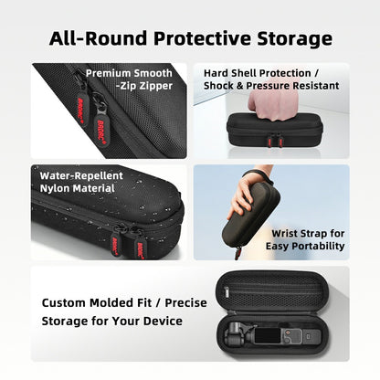 BRDRC Carrying Case for DJI Osmo Pocket 4 Nylon Hard Shell Protective Storage Bag with Wrist Strap & Carabiner