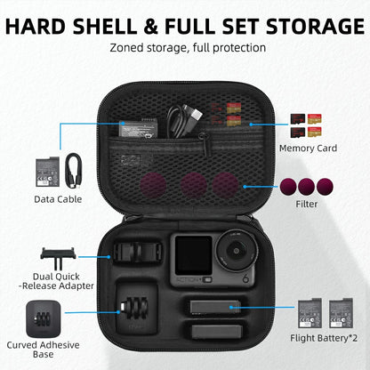 BRDRC Standard Kit Carrying Pouch for DJI Osmo Action 6  /  5 Pro  /  4 Hard Shell Case Shockproof Storage Bag with Wrist Strap & Carabiner