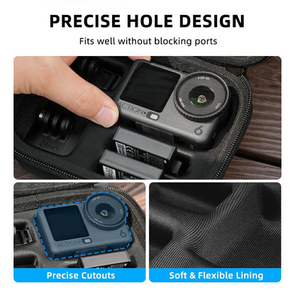 BRDRC Standard Kit Carrying Pouch for DJI Osmo Action 6  /  5 Pro  /  4 Hard Shell Case Shockproof Storage Bag with Wrist Strap & Carabiner