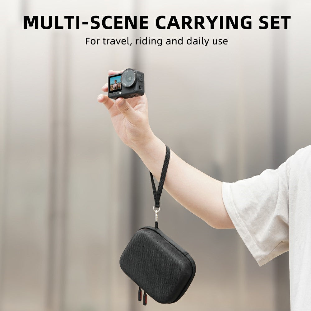 BRDRC Standard Kit Carrying Pouch for DJI Osmo Action 6  /  5 Pro  /  4 Hard Shell Case Shockproof Storage Bag with Wrist Strap & Carabiner