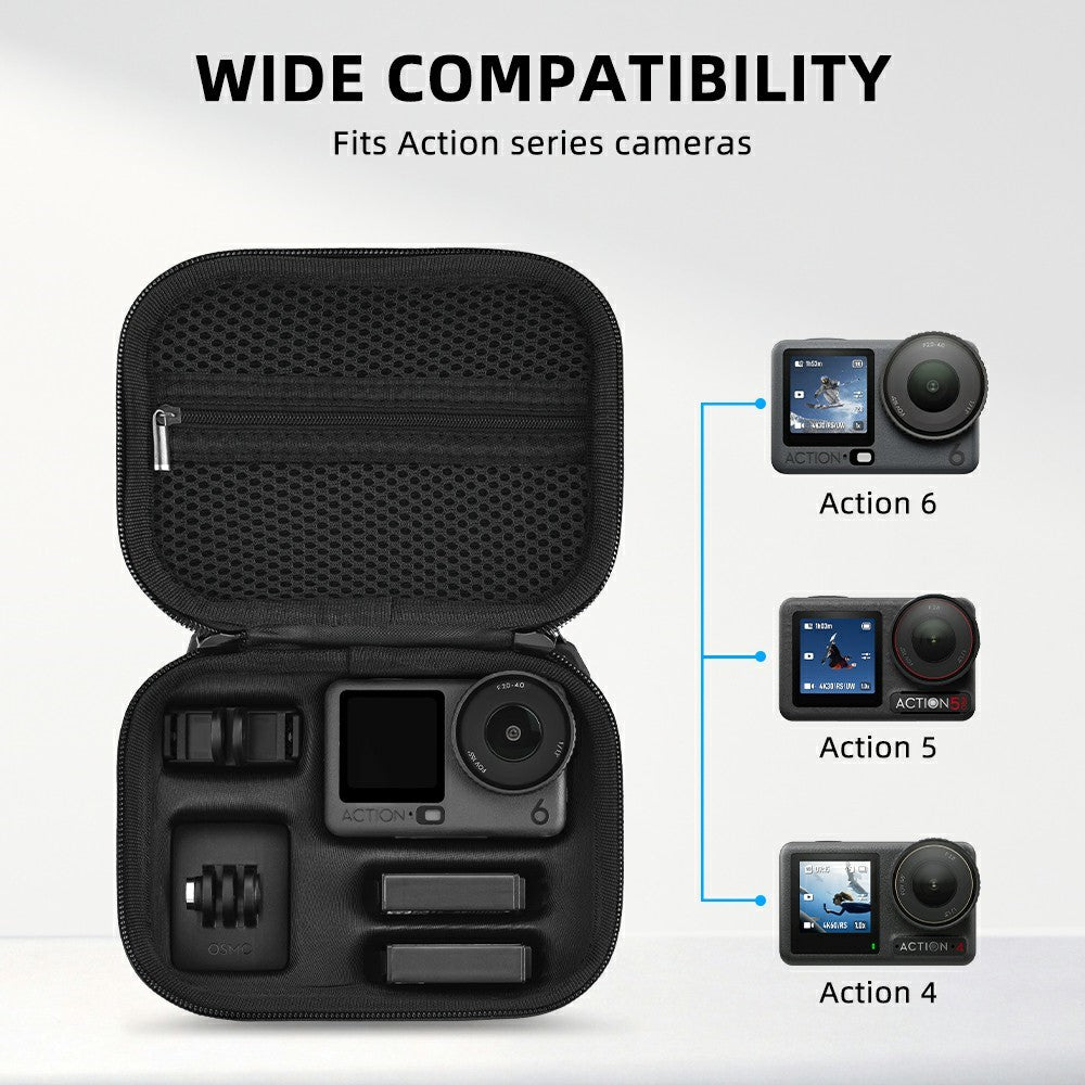 BRDRC Standard Kit Carrying Pouch for DJI Osmo Action 6  /  5 Pro  /  4 Hard Shell Case Shockproof Storage Bag with Wrist Strap & Carabiner