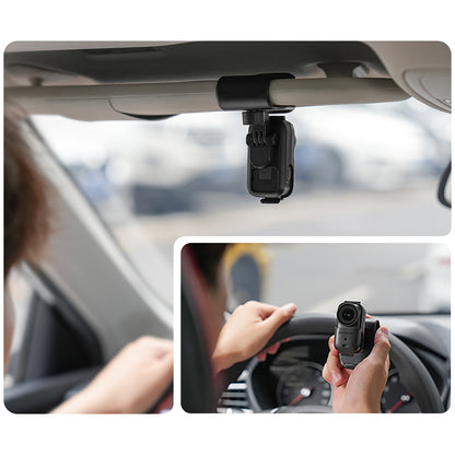 SUNNYLIFE ON-MJ165 For DJI Osmo Nano Car Sun Visor Mount 360 Degree Rotatable Action Camera Holder Vehicle Clip