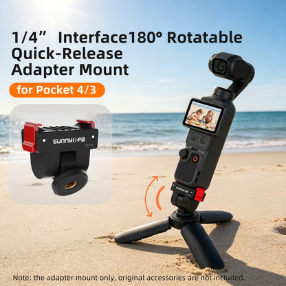 SUNNYLIFE OP4-AD159 For DJI Osmo Pocket 4 / 3 Quick Release Adapter 1/4 Thread 180 Degree Adjustable Mount