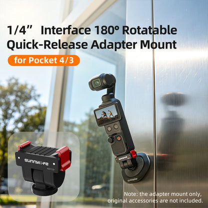 SUNNYLIFE OP4-AD159 For DJI Osmo Pocket 4 / 3 Quick Release Adapter 1/4 Thread 180 Degree Adjustable Mount