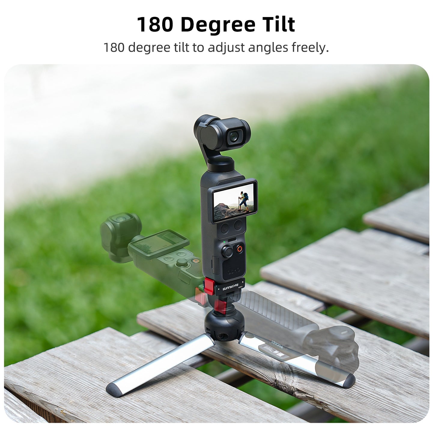 SUNNYLIFE OP4-AD159 For DJI Osmo Pocket 4 / 3 Quick Release Adapter 1/4 Thread 180 Degree Adjustable Mount