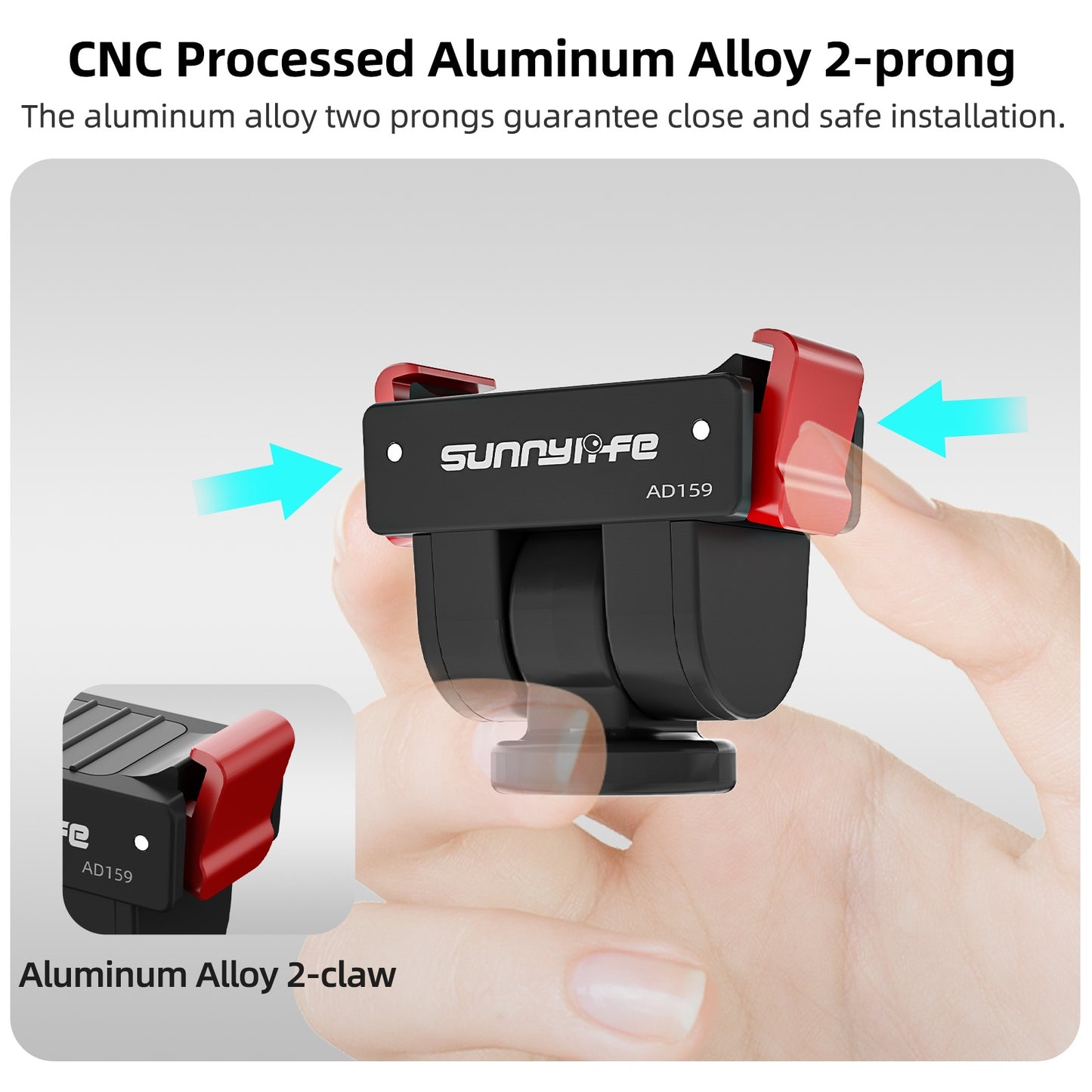SUNNYLIFE OP4-AD159 For DJI Osmo Pocket 4 / 3 Quick Release Adapter 1/4 Thread 180 Degree Adjustable Mount