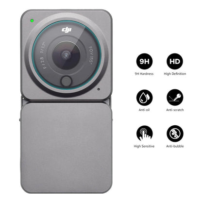 ENKAY HAT PRINCE Screen Protector for DJI Action 2 , Clear 9H High-Alumina-Silicon Tempered Glass Screen Protector + Lens Protector