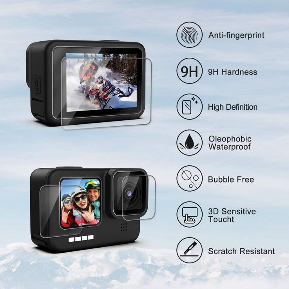 2 Sets Tempered Glass Film for GoPro Hero 9 / 10 / 11 / 12 Action Camera + Silicone Case