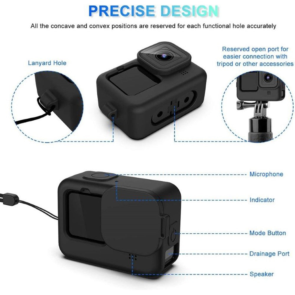 2 Sets Tempered Glass Film for GoPro Hero 9 / 10 / 11 / 12 Action Camera + Silicone Case