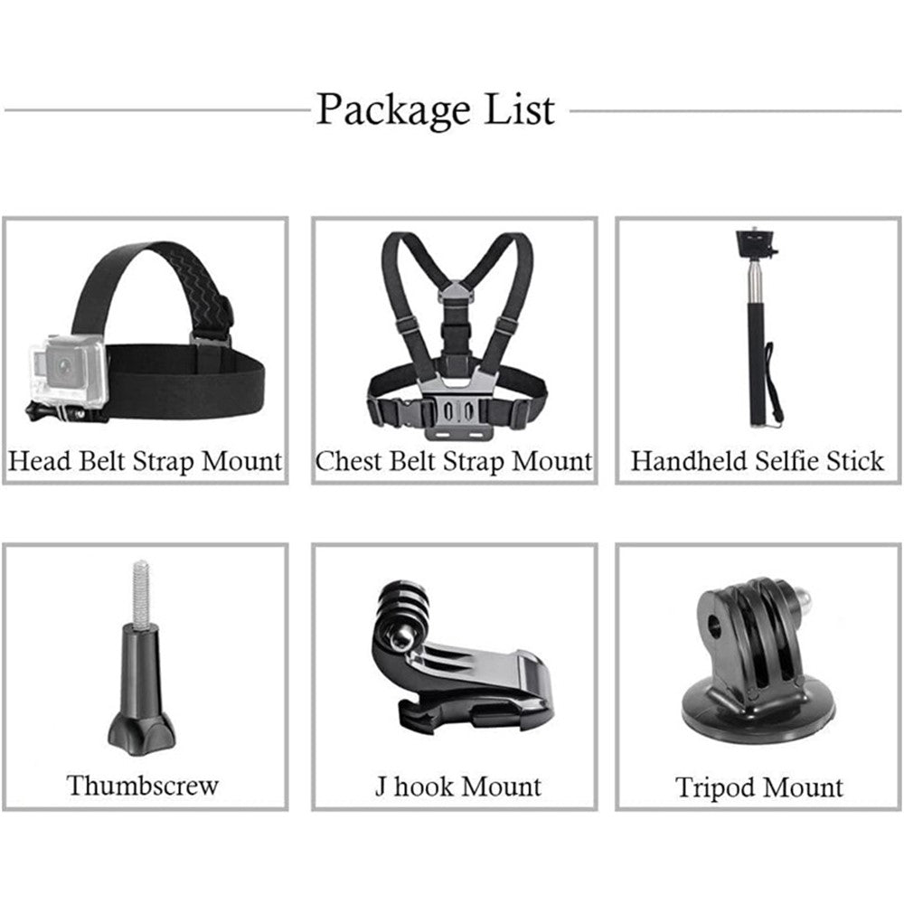 For GoPro Hero Universal Action Camera Accessories Kit 6-in-1