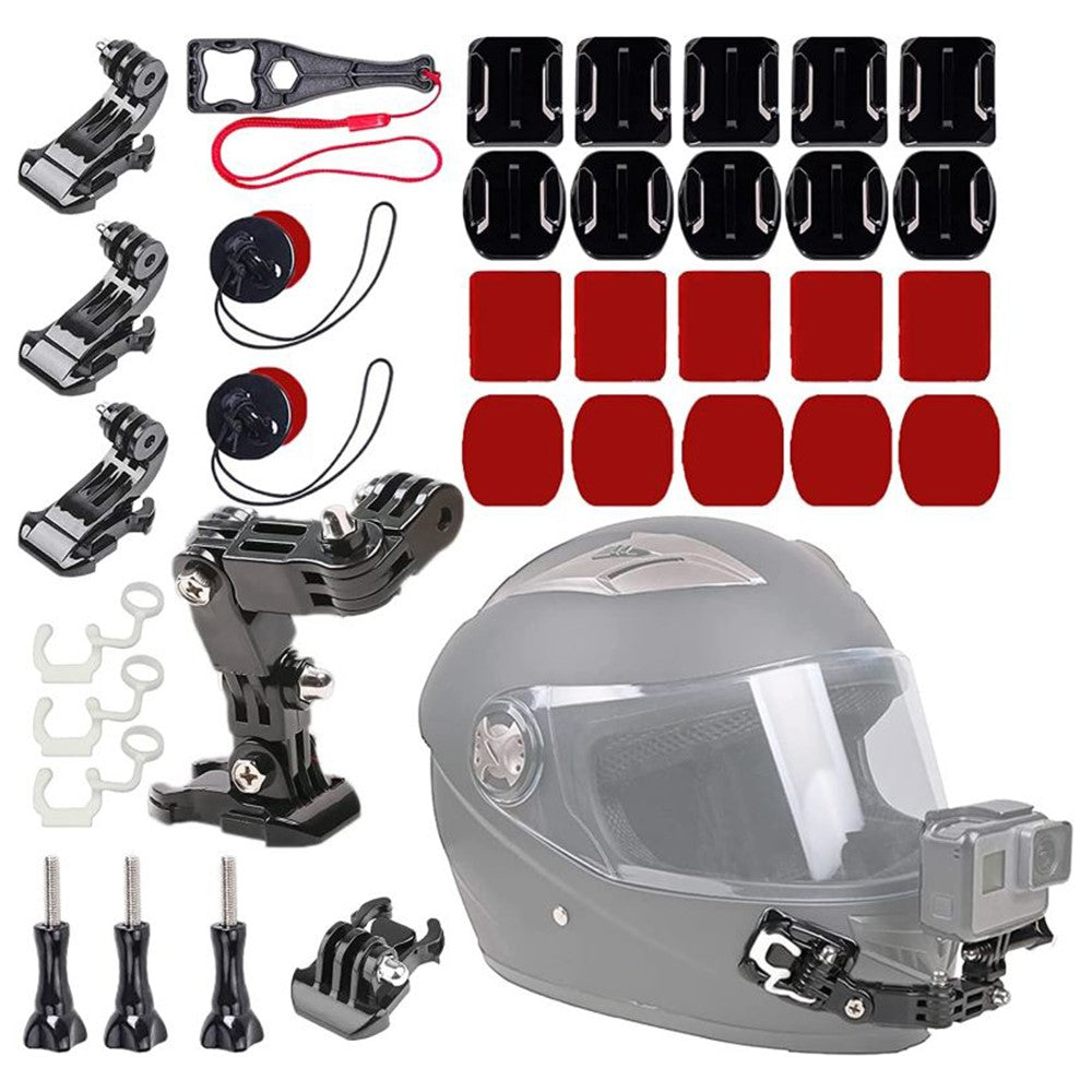 For GoPro Hero 9 / 10 / 11 / 12 / 13 Motorcycle Bicycle Helmet Mount Kit, 34-Piece Set Compatible with Sjcam, Xiaoyi, DJI