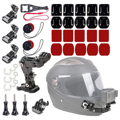 For GoPro Hero 9 / 10 / 11 / 12 / 13 Motorcycle Bicycle Helmet Mount Kit, 34-Piece Set Compatible with Sjcam, Xiaoyi, DJI