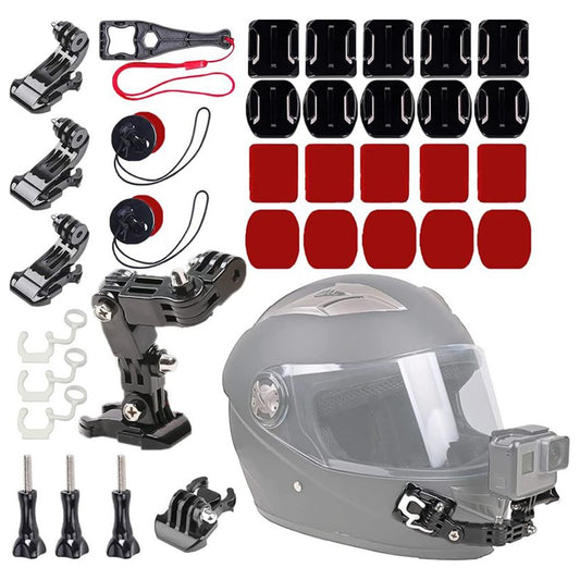For GoPro Hero 9 / 10 / 11 / 12 / 13 Motorcycle Bicycle Helmet Mount Kit, 34-Piece Set Compatible with Sjcam, Xiaoyi, DJI