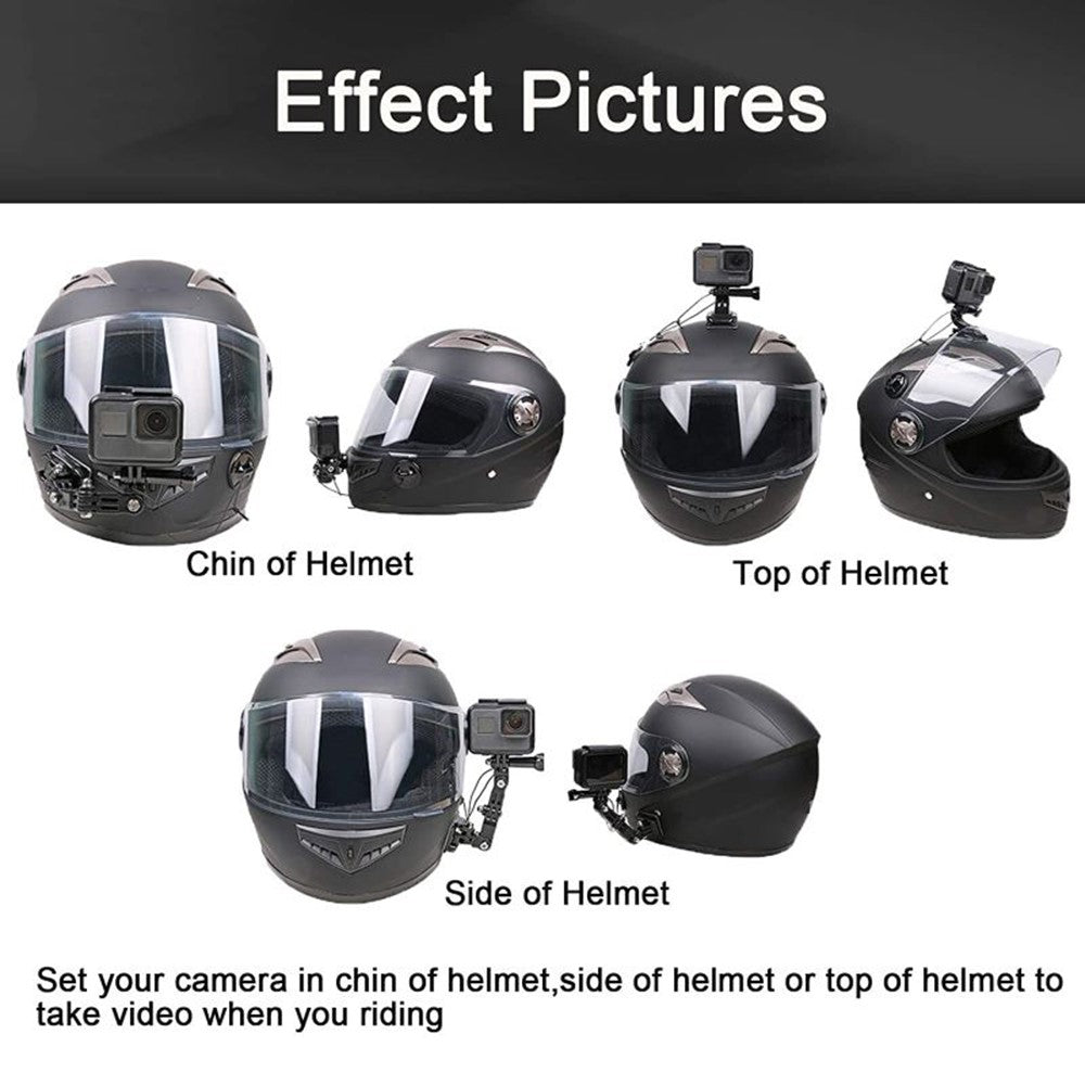 For GoPro Hero 9 / 10 / 11 / 12 / 13 Motorcycle Bicycle Helmet Mount Kit, 34-Piece Set Compatible with Sjcam, Xiaoyi, DJI