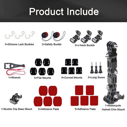 For GoPro Hero 9 / 10 / 11 / 12 / 13 Motorcycle Bicycle Helmet Mount Kit, 34-Piece Set Compatible with Sjcam, Xiaoyi, DJI