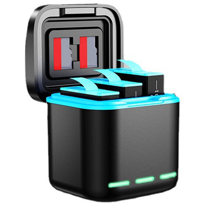 GP-810 For GoPro Hero 5 / 6 / 7 / 8 Rechargeable 3-Battery Charger Station Storage Case