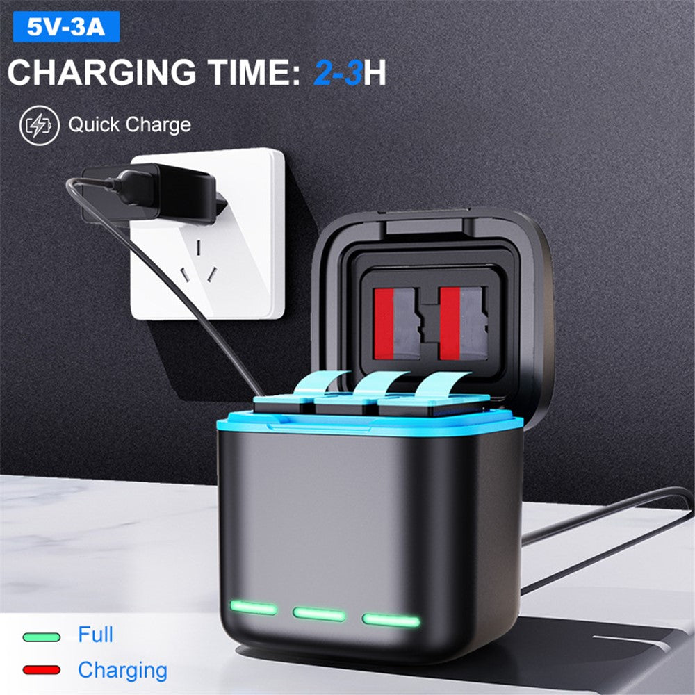 GP-810 For GoPro Hero 5 / 6 / 7 / 8 Rechargeable 3-Battery Charger Station Storage Case