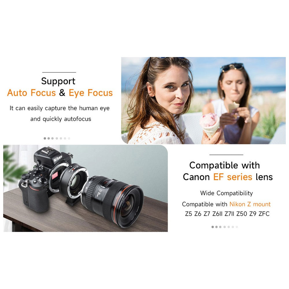 VILTROX EF-Z2 For Canon EF to Nikon Z Mount 0.71X Auto Focus Camera Lens Mount Adapter