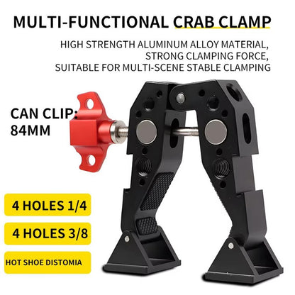 F084 Universal Photography Light Stand Clamp Metal Hot Shoe Mount Multi-Function Crab Clamp