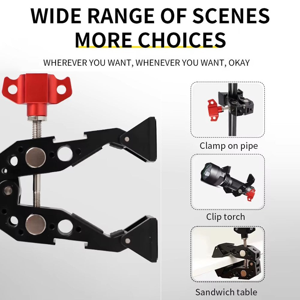 F084 Universal Photography Light Stand Clamp Metal Hot Shoe Mount Multi-Function Crab Clamp