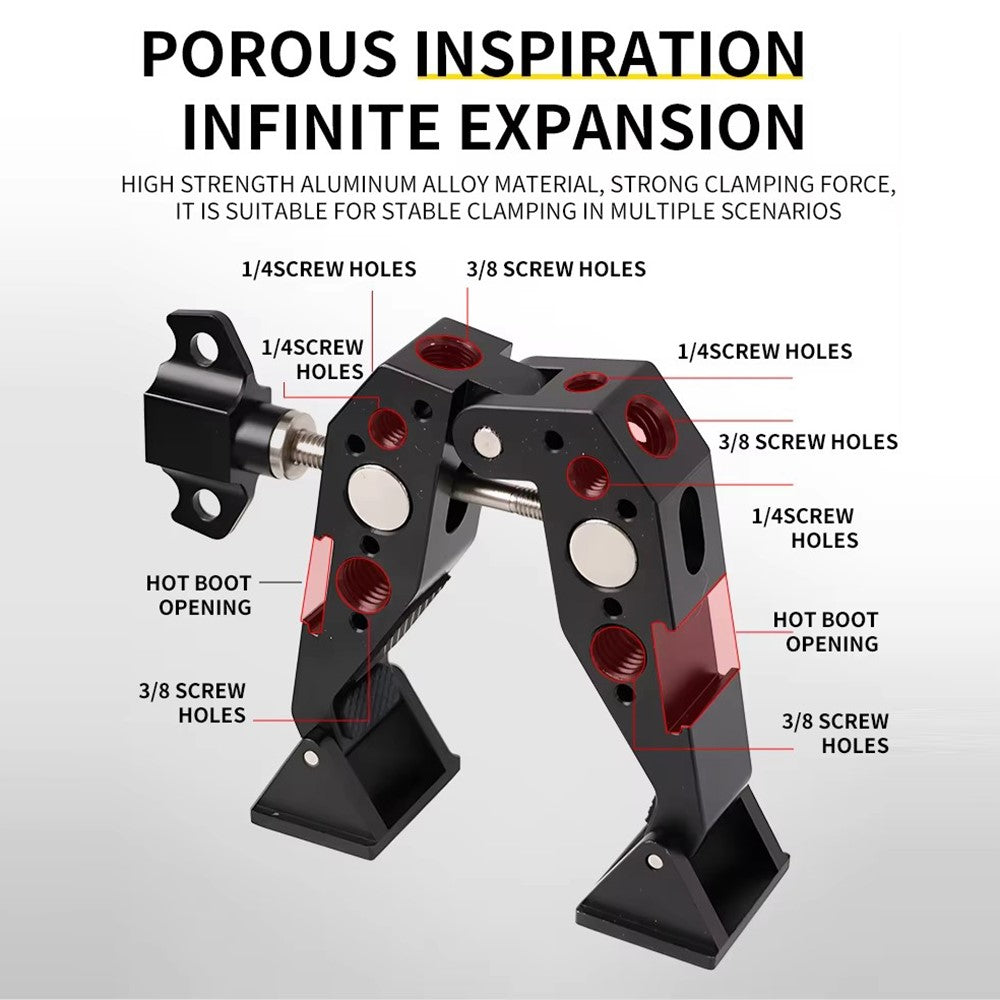 F084 Universal Photography Light Stand Clamp Metal Hot Shoe Mount Multi-Function Crab Clamp