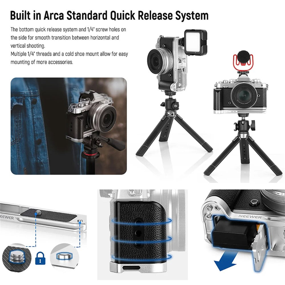 NEEWER VS108 L-Shaped Vertical Shooting Bracket for Nikon Zfc Mirrorless Camera Grip with Quick Release Plate