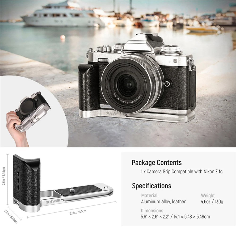 NEEWER VS108 L-Shaped Vertical Shooting Bracket for Nikon Zfc Mirrorless Camera Grip with Quick Release Plate