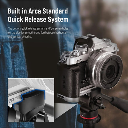 NEEWER VS108 L-Shaped Vertical Shooting Bracket for Nikon Zfc Mirrorless Camera Grip with Quick Release Plate