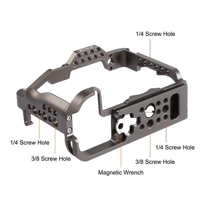 PULUZ PU3069GT For Canon EOS R5  /  EOS R6 Aluminum Alloy Camera Rabbit Cage with 1 / 4 3 / 8 Inch Threaded Holes