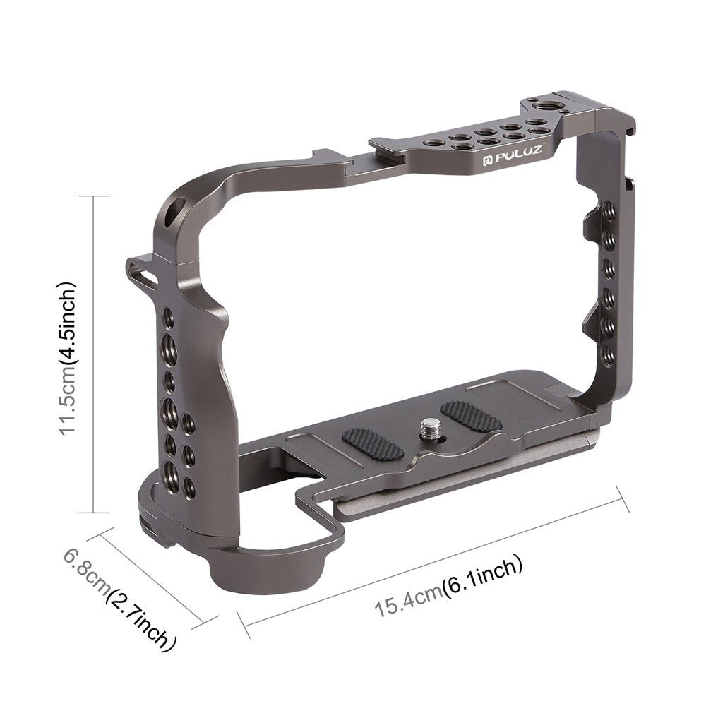 PULUZ PU3069GT For Canon EOS R5  /  EOS R6 Aluminum Alloy Camera Rabbit Cage with 1 / 4 3 / 8 Inch Threaded Holes