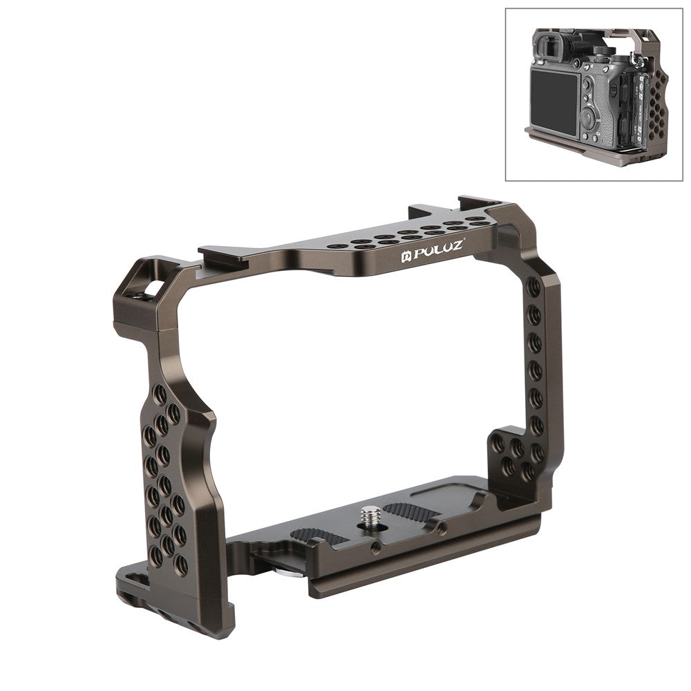 PULUZ PU3073GT For Sony Alpha 7 III CNC Aluminum Alloy Camera Rabbit Cage with 1 / 4 3 / 8 Inch Threaded Holes