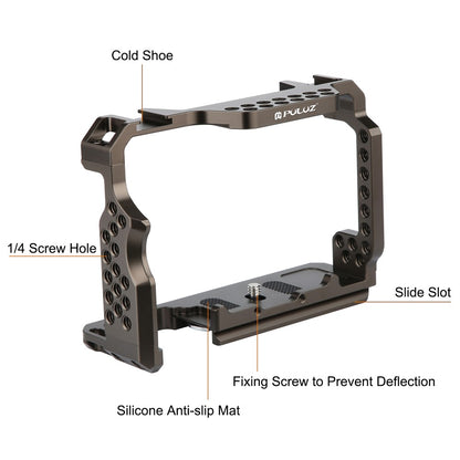 PULUZ PU3073GT For Sony Alpha 7 III CNC Aluminum Alloy Camera Rabbit Cage with 1 / 4 3 / 8 Inch Threaded Holes