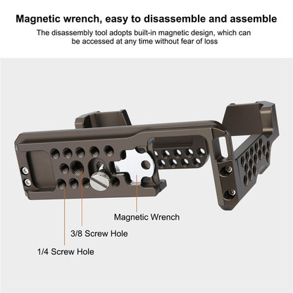 PULUZ PU3073GT For Sony Alpha 7 III CNC Aluminum Alloy Camera Rabbit Cage with 1 / 4 3 / 8 Inch Threaded Holes