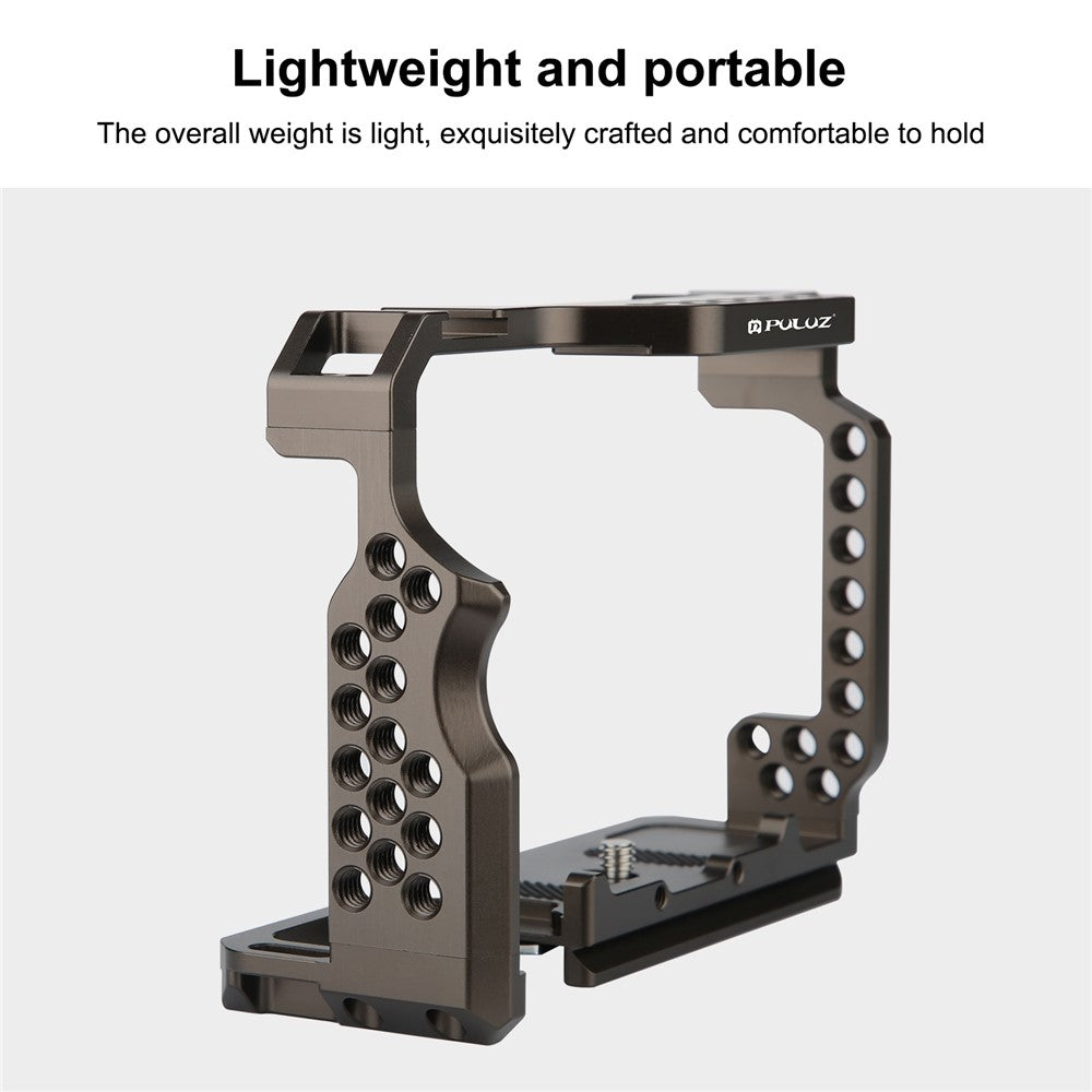 PULUZ PU3073GT For Sony Alpha 7 III CNC Aluminum Alloy Camera Rabbit Cage with 1 / 4 3 / 8 Inch Threaded Holes