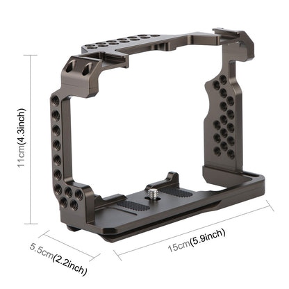PULUZ PU3073GT For Sony Alpha 7 III CNC Aluminum Alloy Camera Rabbit Cage with 1 / 4 3 / 8 Inch Threaded Holes