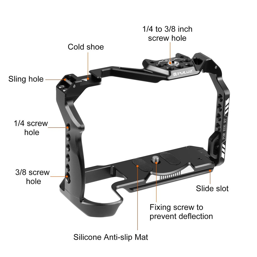 PULUZ PU3106B For Canon EOS R7 Camera Aluminum Alloy Rabbit Cage with 1 / 4 3 / 8 Inch Screw Hole