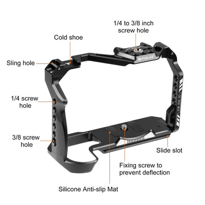 PULUZ PU3106B For Canon EOS R7 Camera Aluminum Alloy Rabbit Cage with 1 / 4 3 / 8 Inch Screw Hole