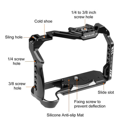 PULUZ PU3107B For Canon EOS R10 Camera Aluminum Alloy Rabbit Cage with 1 / 4 3 / 8 Inch Screw Hole