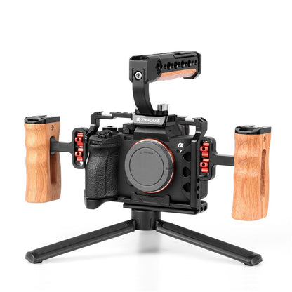 PULUZ PU3105B For Sony A7 IV / A7R III Camera Aluminum Alloy Rabbit Cage 1 / 4 3 / 8 Inch Screw Hole Protective Cage