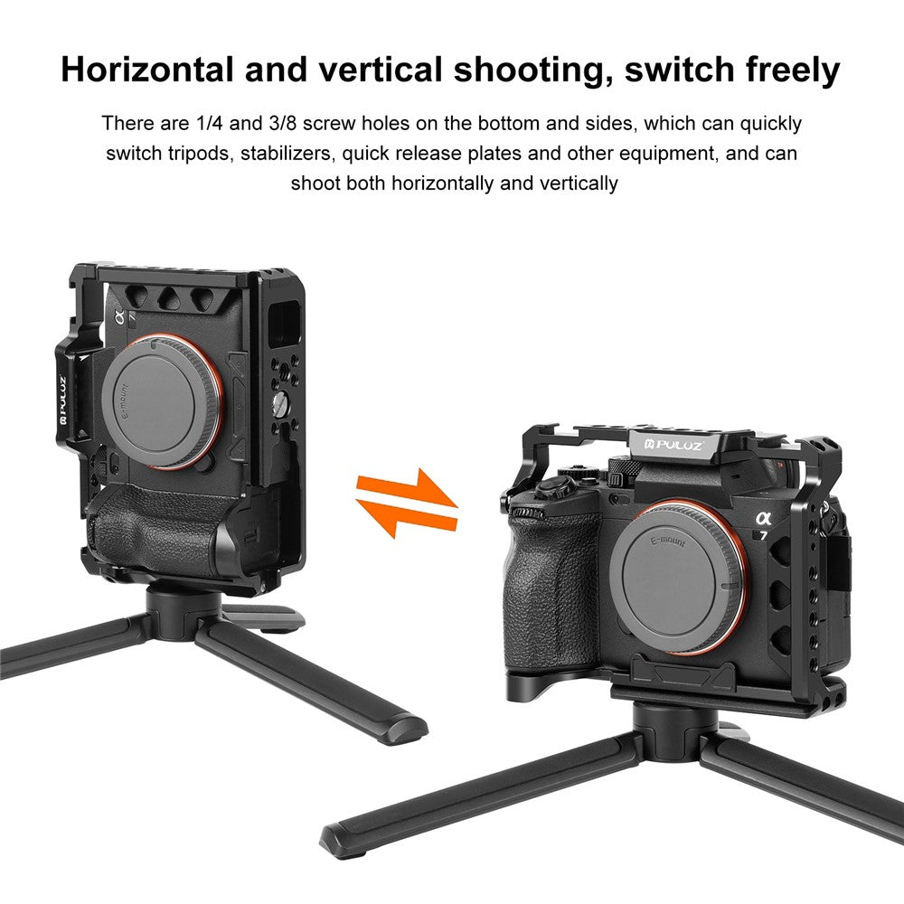 PULUZ PU3105B For Sony A7 IV / A7R III Camera Aluminum Alloy Rabbit Cage 1 / 4 3 / 8 Inch Screw Hole Protective Cage